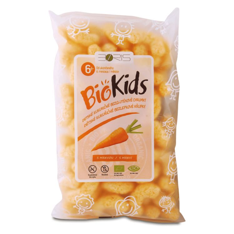 Biokids Detské kukuričné bezgluténové chrumky s mrkvou 55 g