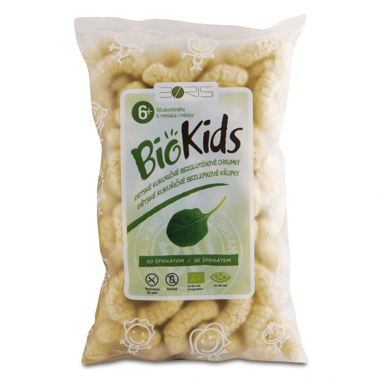 BioKids Detské kukuričné bezgluténové chrumky so špenátom 55 g