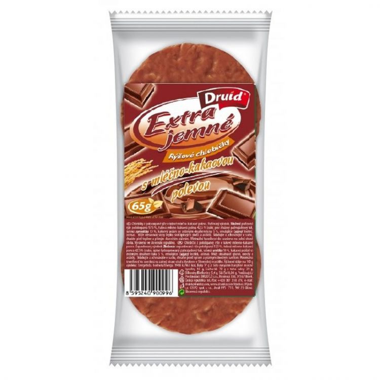 Druid Jemné kukuričné chlebíčky mliečno-kakaová poleva 65 g