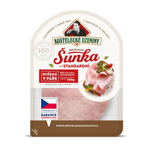 Kostelecké úzeniny Šunka štandard krájaná 100g